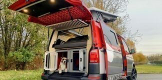 Volop ruimte voor viervoeters in Flowcamper Fellschnute Volop ruimte voor viervoeters in Flowcamper Fellschnute