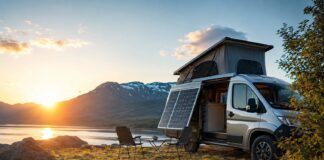 Off-grid kamperen blijft groeien Kamperen bij zonsondergang aan het meer