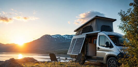 Off-grid kamperen blijft groeien Kamperen bij zonsondergang aan het meer